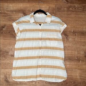 Women’s a loves a seer sucker striped button up blouse -‎ semi sheer sz medium